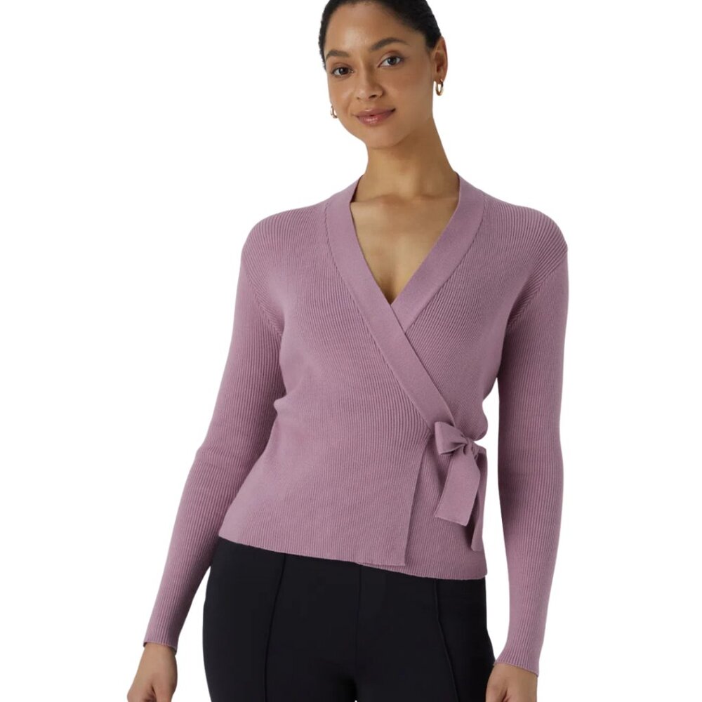 HALARA V Neck Wrap Tie Side Long Sleeve Sweater‎ Orchid Size Medium NWT